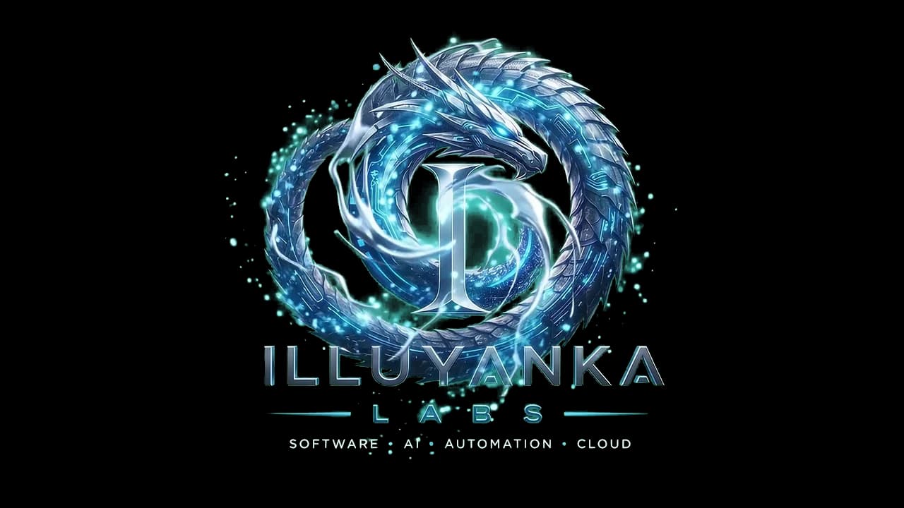 Logo animado de ILLUYANKA LABS: dragón envolviendo la letra I